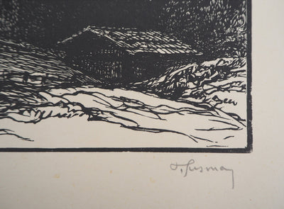 Pierre GUSMAN : Suisse : La Jungfrau à Wengen, 1924 - Gravure sur bois (détail)