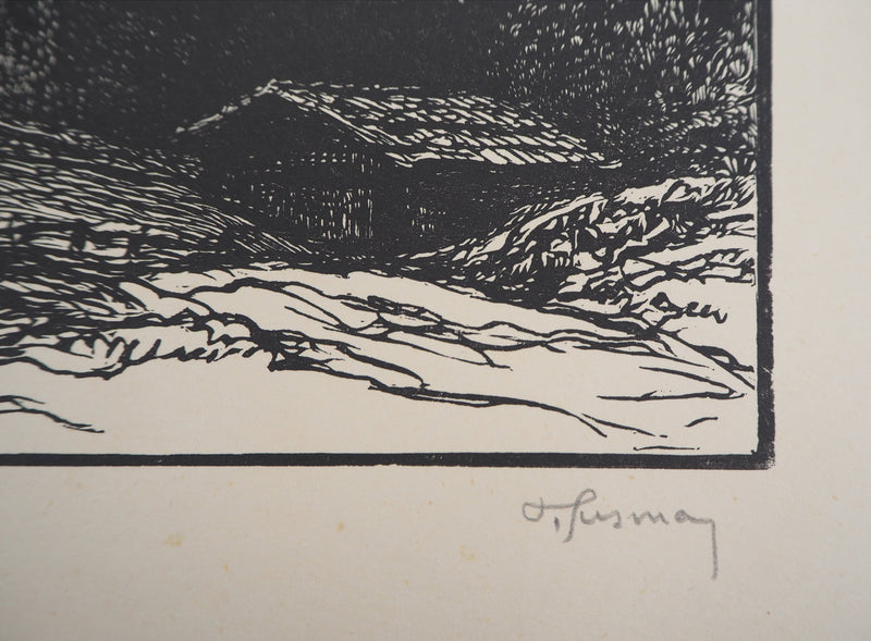 Pierre GUSMAN : Suisse : La Jungfrau à Wengen, 1924 - Gravure sur bois (détail)