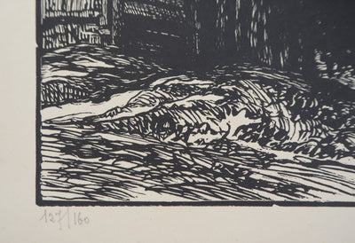 Pierre GUSMAN : Suisse : La Jungfrau à Wengen, 1924 - Gravure sur bois (détail)