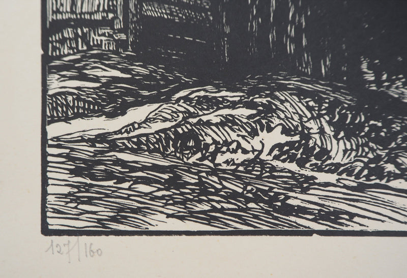 Pierre GUSMAN : Suisse : La Jungfrau à Wengen, 1924 - Gravure sur bois (détail)