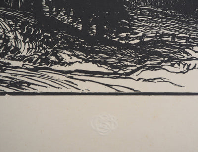Pierre GUSMAN : Suisse : La Jungfrau à Wengen, 1924 - Gravure sur bois (détail)