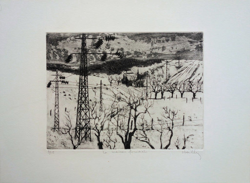 Jacques HALLEZ : La maison forestière - Gravure