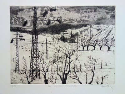 Jacques HALLEZ : La maison forestière - Gravure (détail)