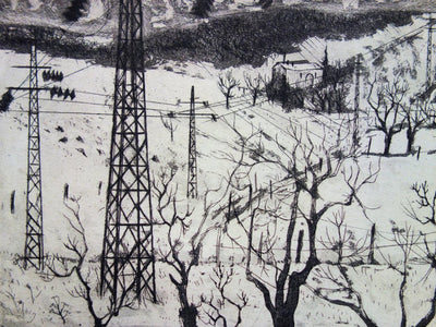Jacques HALLEZ : La maison forestière - Gravure (détail)