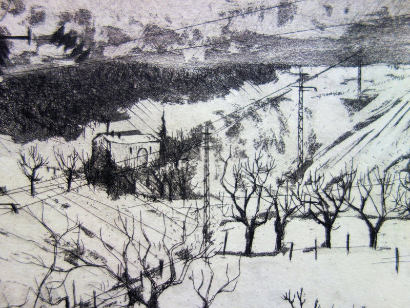 Jacques HALLEZ : La maison forestière - Gravure (détail)