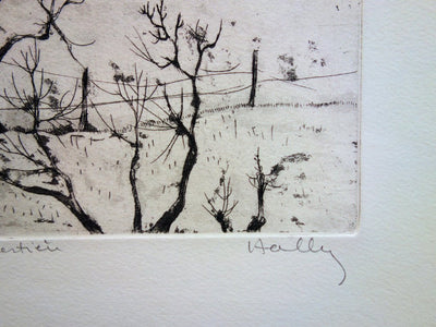 Jacques HALLEZ : La maison forestière - Gravure (détail)