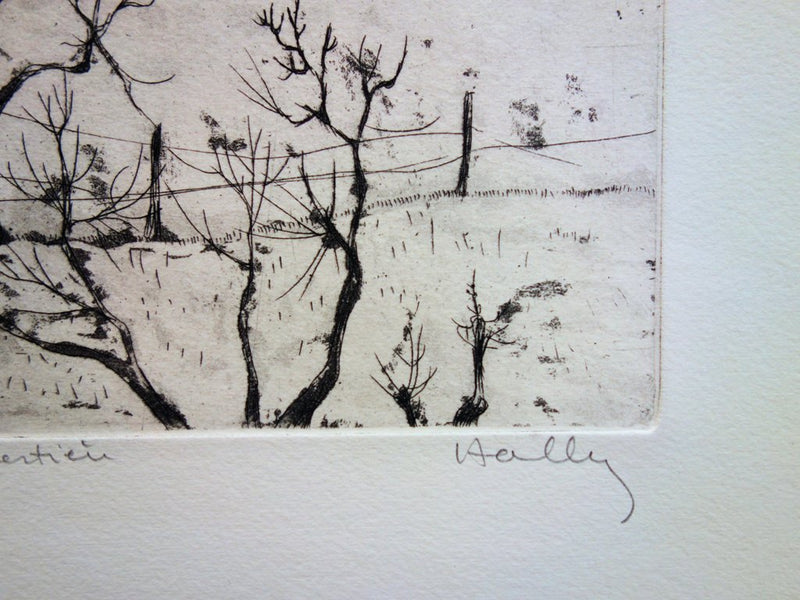 Jacques HALLEZ : La maison forestière - Gravure (détail)