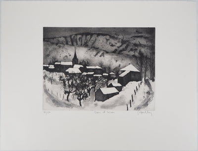 Jacques HALLEZ : Soir d'hiver - Gravure (détail)