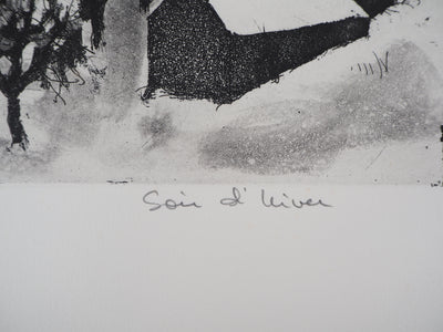 Jacques HALLEZ : Soir d'hiver - Gravure (détail)