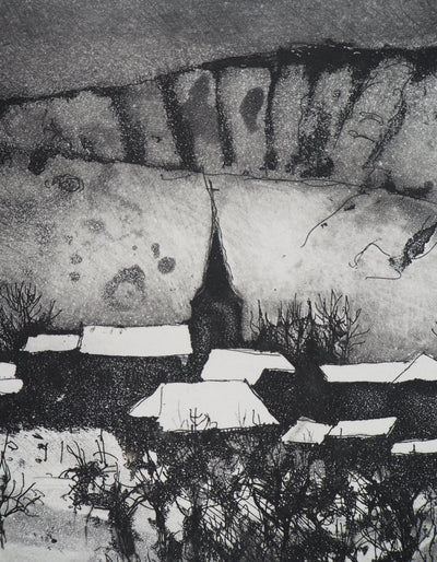 Jacques HALLEZ : Soir d'hiver - Gravure (détail)