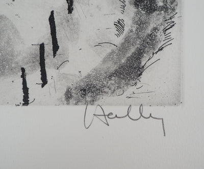 Jacques HALLEZ : Soir d'hiver - Gravure (détail)