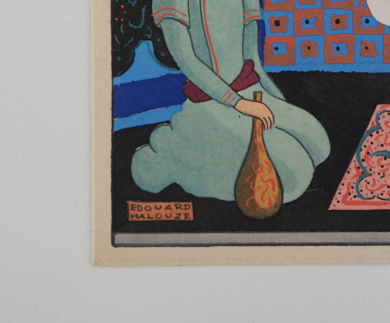 Édouard HALOUZE : Conversations - Lithographie (détail)