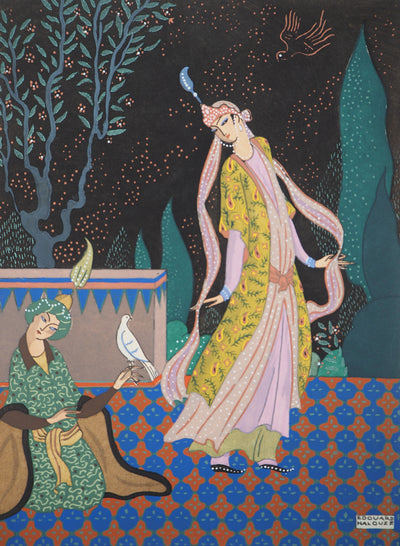 Édouard HALOUZE : Conversations - Lithographie (détail)