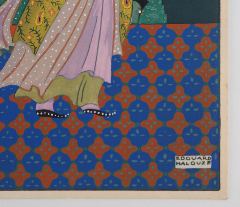 Édouard HALOUZE : Conversations - Lithographie (détail)