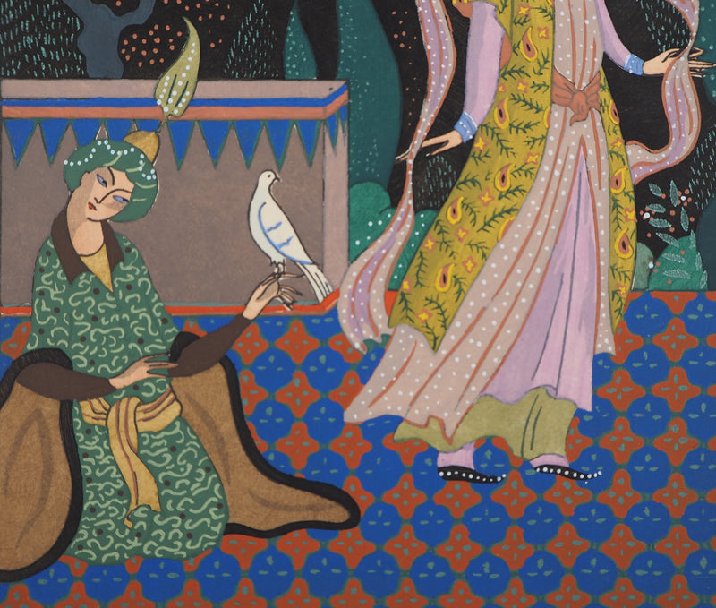 Édouard HALOUZE : Conversations - Lithographie (détail)