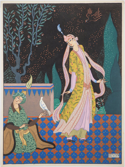 Édouard HALOUZE : Conversations - Lithographie (détail)