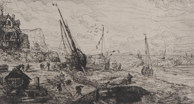 Victor HAMEL : L'Echouage, 1873 - Gravure (détail)