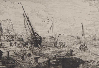 Victor HAMEL : L'Echouage, 1873 - Gravure (détail)