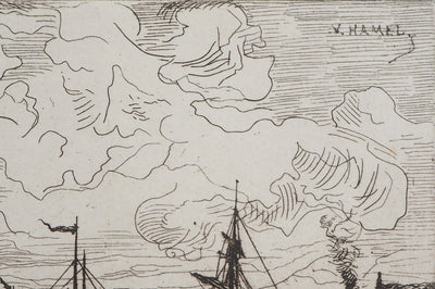 Victor HAMEL : Fécamp, 1872 - Gravure (détail)