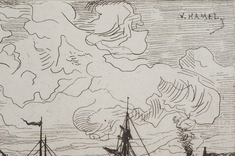 Victor HAMEL : Fécamp, 1872 - Gravure (détail)