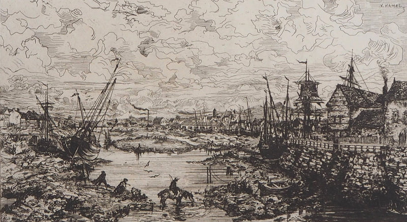 Victor HAMEL : Fécamp, 1872 - Gravure (détail)