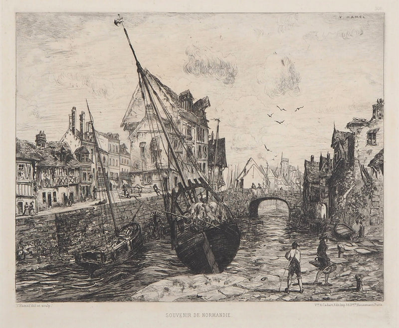 Victor HAMEL : Souvenir de Normandie, 1872 - Gravure