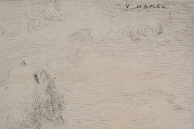 Victor HAMEL : Souvenir de Normandie, 1872 - Gravure (détail)