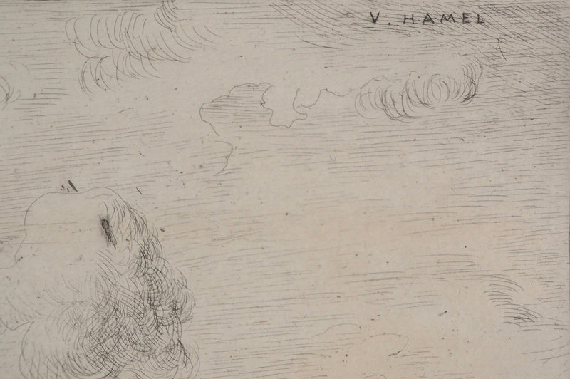 Victor HAMEL : Souvenir de Normandie, 1872 - Gravure (détail)