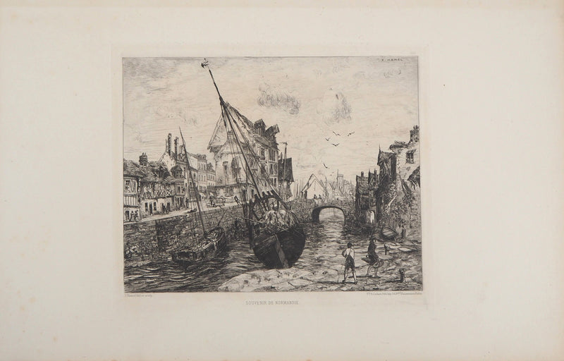 Victor HAMEL : Souvenir de Normandie, 1872 - Gravure (détail)