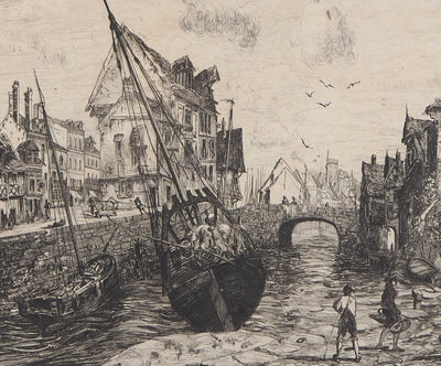 Victor HAMEL : Souvenir de Normandie, 1872 - Gravure (détail)