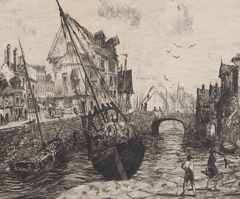 Victor HAMEL : Souvenir de Normandie, 1872 - Gravure (détail)