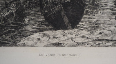 Victor HAMEL : Souvenir de Normandie, 1872 - Gravure (détail)