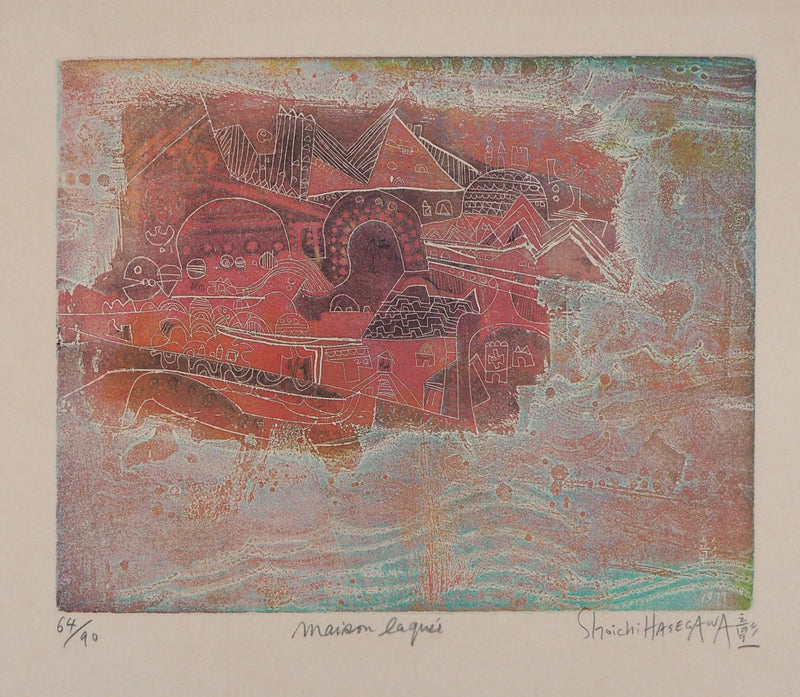 Shoichi HASEGAWA : Maison laqué, 1977 - Gravure