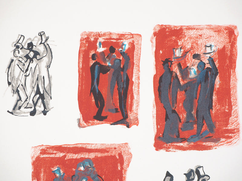 Jean HELION : Chapeaux Haut de Forme - Lithographie (détail)
