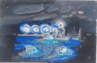 Michel HENRY : Espagne : Altea de nuit, 1958 - Aquarelle