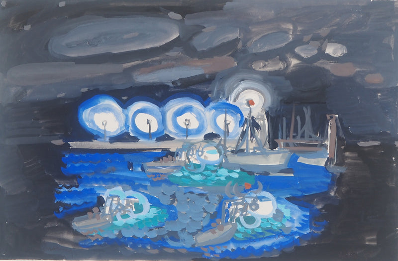Michel HENRY : Espagne : Altea de nuit, 1958 - Aquarelle (détail)