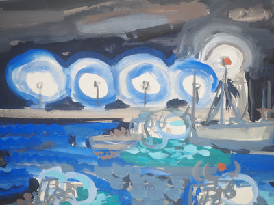 Michel HENRY : Espagne : Altea de nuit, 1958 - Aquarelle (détail)