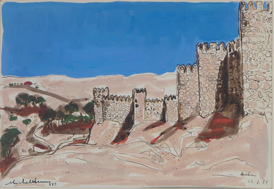 Michel HENRY : Espagne : Vue sur Avila, 1953 - Aquarelle