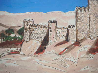 Michel HENRY : Espagne : Vue sur Avila, 1953 - Aquarelle (détail)