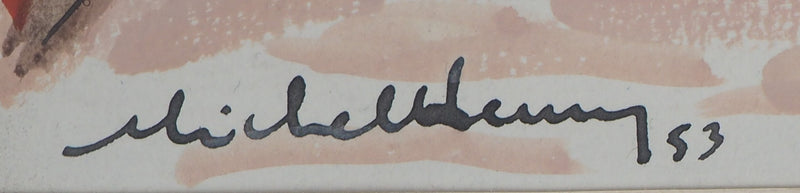 Michel HENRY : Espagne : Vue sur Avila, 1953 - Aquarelle (détail)