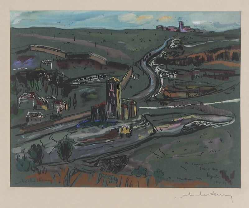 Michel HENRY : Espagne : Vue sur Ségovie, 1953 - Aquarelle