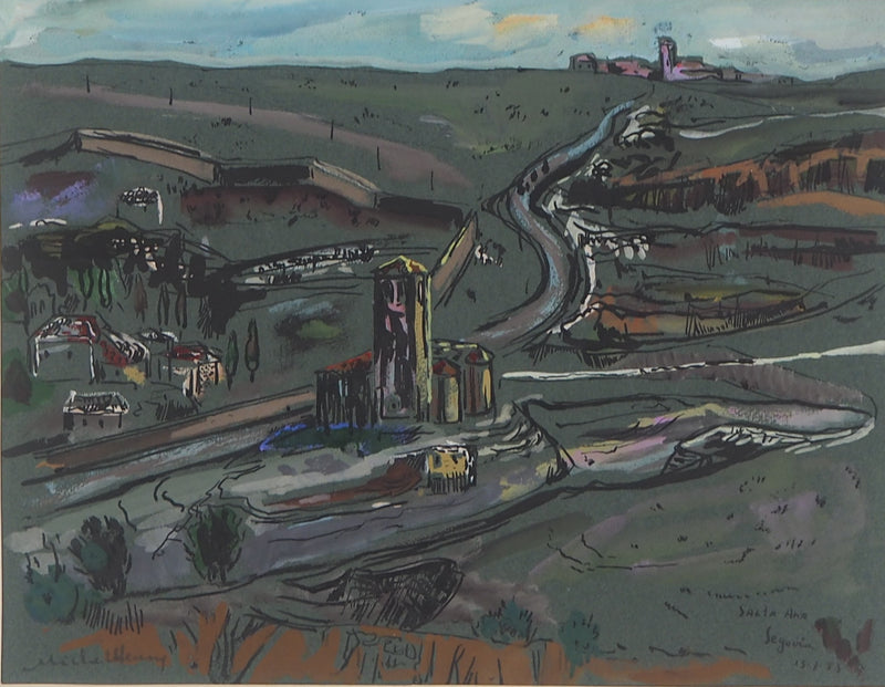Michel HENRY : Espagne : Vue sur Ségovie, 1953 - Aquarelle (détail)