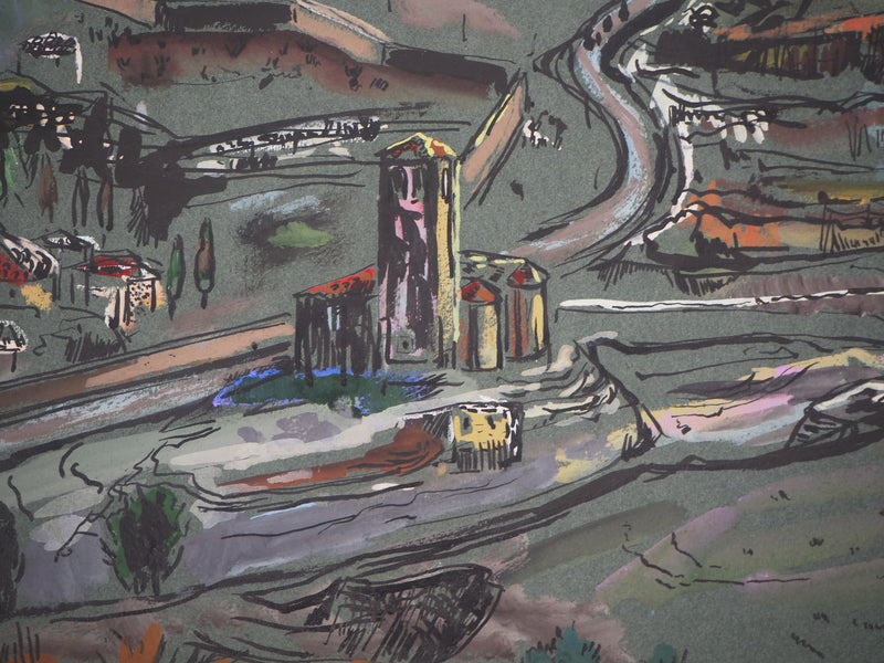 Michel HENRY : Espagne : Vue sur Ségovie, 1953 - Aquarelle (détail)