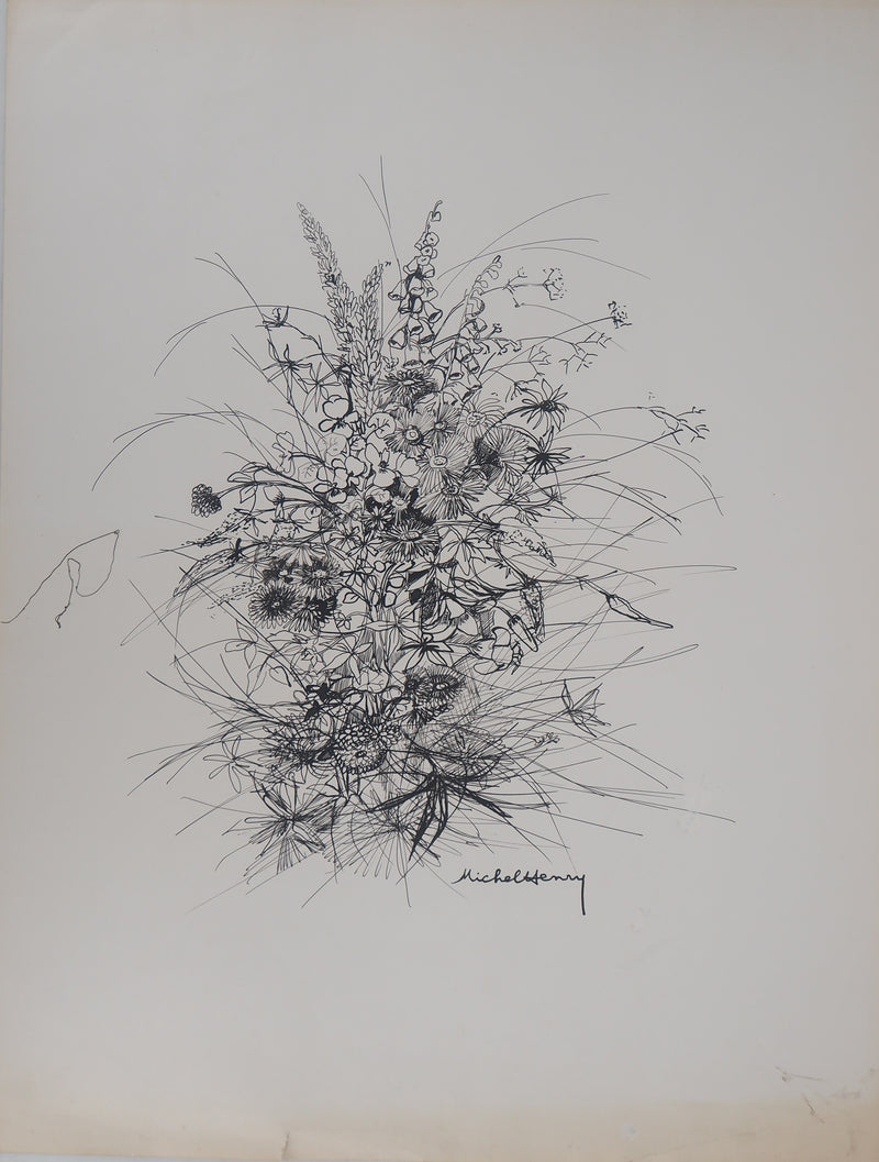 Michel HENRY : Le bouquet  - Dessin (détail)