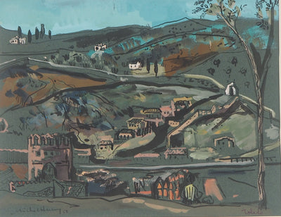 Michel HENRY : Espagne : Vu sur Tolède, 1953 - Dessin