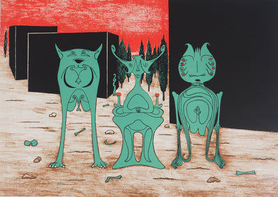 Maurice HENRY : Les trois martiens - Lithographie