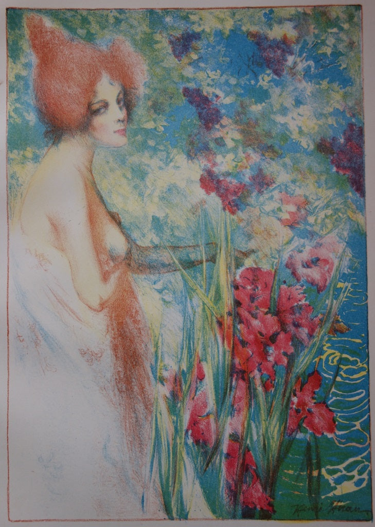 Henri HERAN : Fleur de mai - Lithographie (détail)