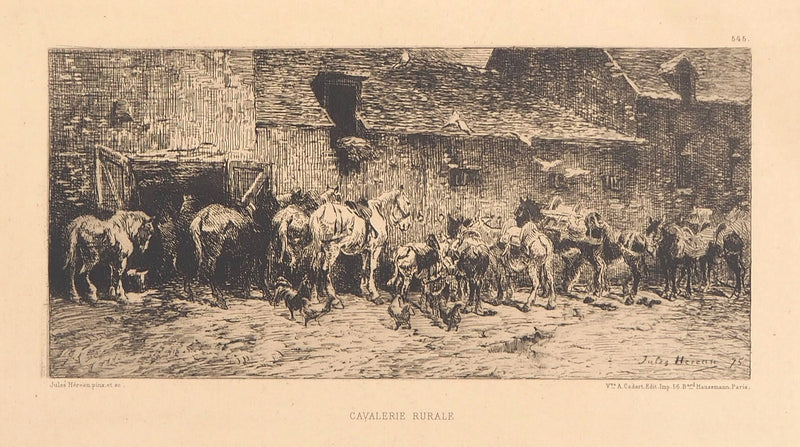 Jules HEREAU : Cavalier rurale, 1875 - Gravure