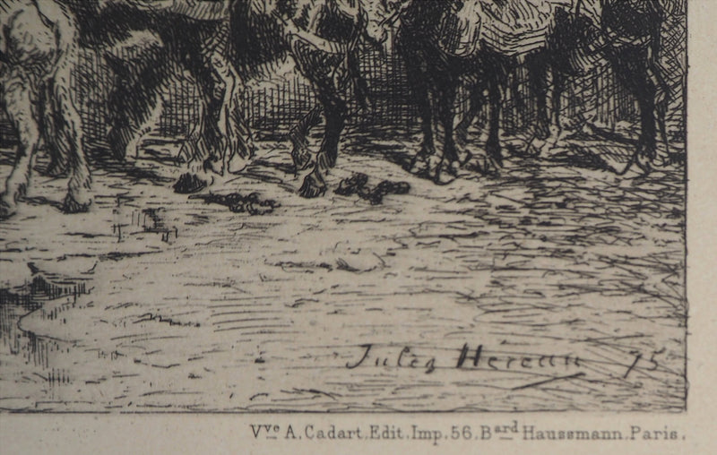 Jules HEREAU : Cavalier rurale, 1875 - Gravure (détail)