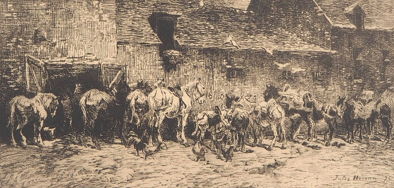 Jules HEREAU : Cavalier rurale, 1875 - Gravure (détail)